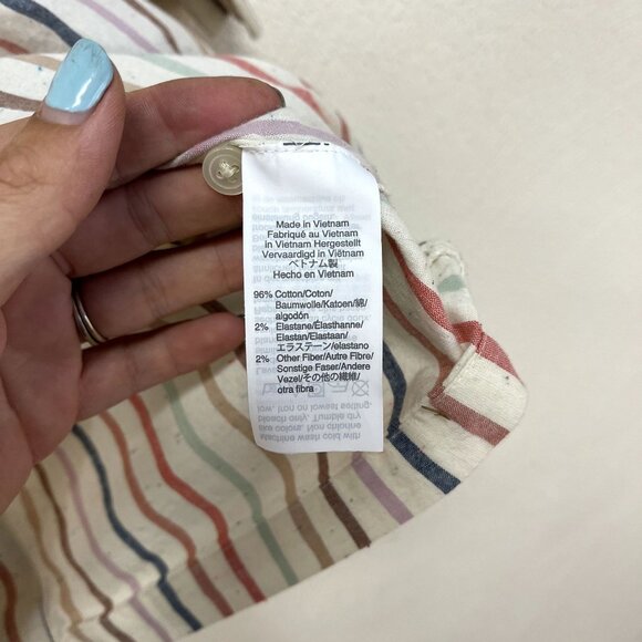 Madewell Button-Back Tie Tee in Rainbow Stripe Top sz Small - Picture 3 of 4